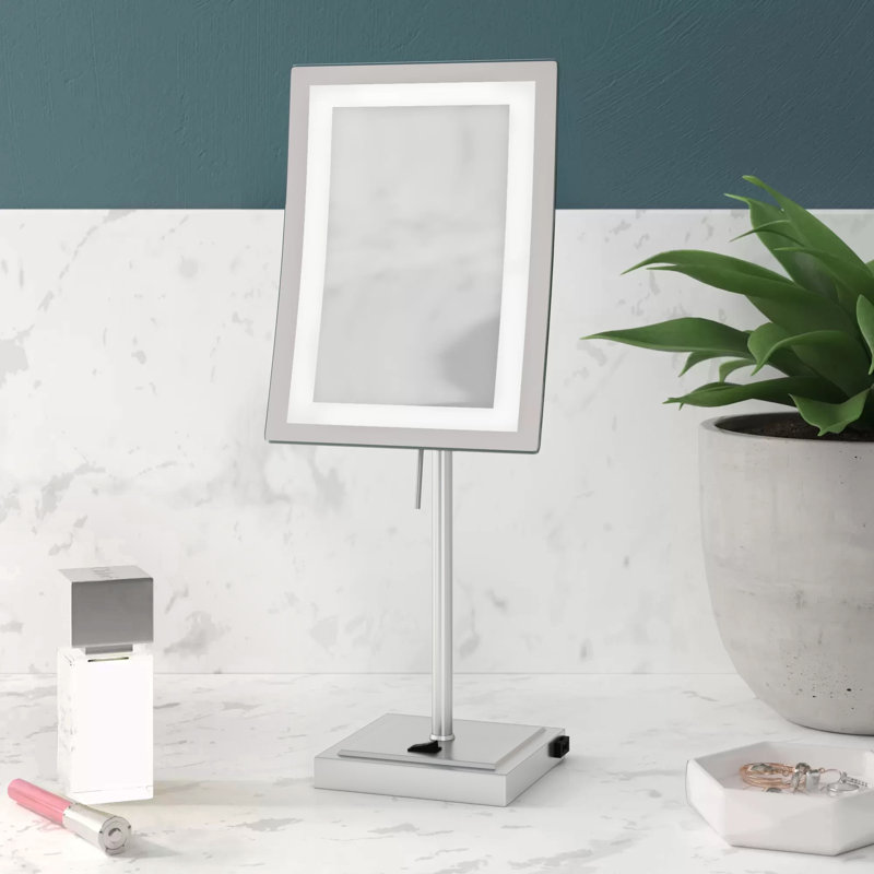 Brayden Studio® Magnified Lighted Tabletop Rectangular Mirror & Reviews
